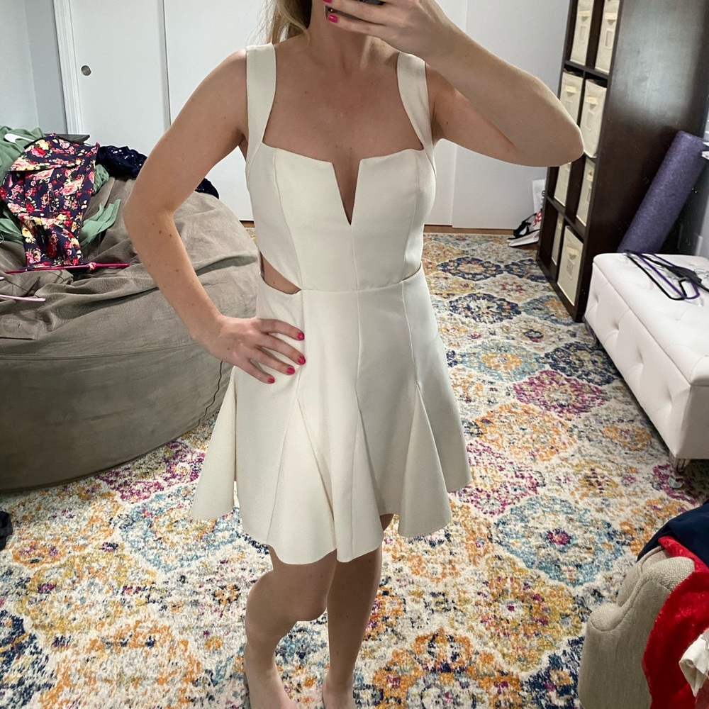 NBD X REVOLVE Sway Me cream cutout mini dress
